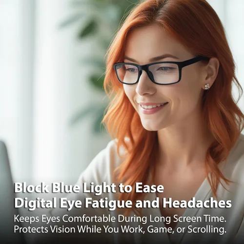 Vista 4 de BLUE CUT - Gafas de bloqueo de luz azul para hombres y mujeres – Anteojos antifatiga para computadora y juegos para reducir la fatiga ocular, negro