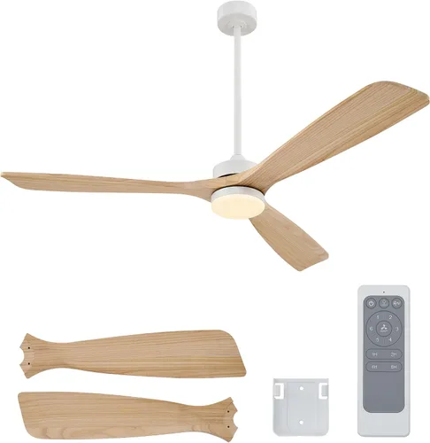Vista 10 de VONLUCE Ventilador de techo de madera con luces de 52 pulgadas, gris