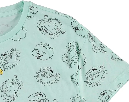 Vista 4 de Nickelodeon Camisa de moda de los años 90 de Rugrats Angelica y Reptar Allover Crop Top Skimmer Tee