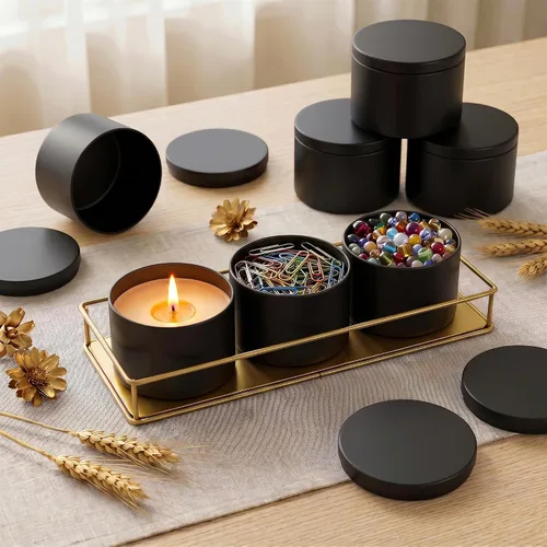 Vista 4 de SONVIIBOX Paquete de 24 latas de velas de 8 onzas, latas de velas negras para hacer velas a granel, tarros de vela de 8 onzas, frascos de lata