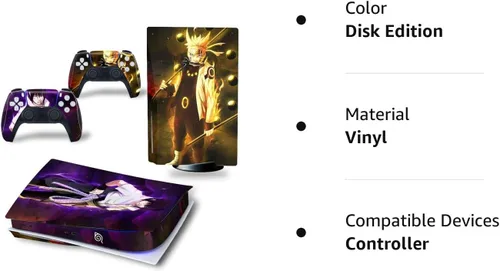 Vista 4 de The Console Wrap Compatible con el juego de fundas de consola PS5 y fundas para controladores, edición de disco de calcomanías adhesivas