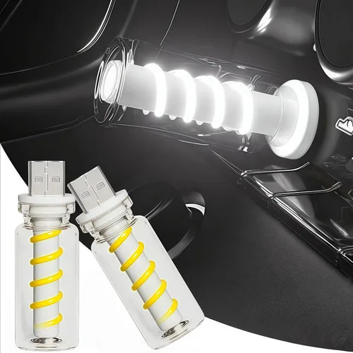 Vista 18 de Luz nocturna USB para automóvil, lámpara de filamento LED retro regulable táctil, mini luz ambiental USB para interior de vehículo, dormitorio