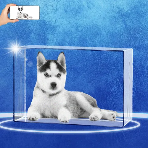 Vista 9 de Regalos conmemorativos personalizados para mascotas, marco de fotos de cristal 3D de perros o gatos, marco de fotos grabado con láser personalizado