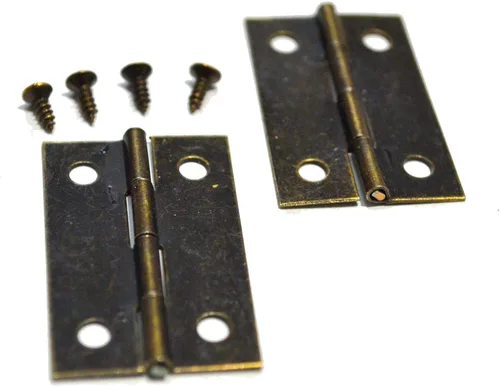 Vista 3 de 10 bisagras de bronce vintage de latón plegables con tornillos para puertas, ventanas, muebles, armario, cajas de madera, cajas, cajas, cajas