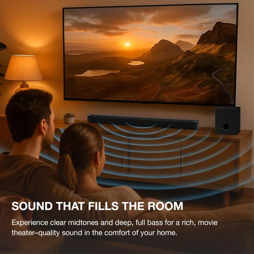 Vista 7 de iLive ITBSW222B Barra de sonido Bluetooth de 32 pulgadas con subwoofer inalámbrico