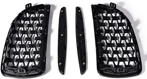 Vista 4 de Rejilla de Riñón Cromada con Malla Brillante en Negro Compatible con BMW 323i 325xi 330i 328i 328xi 335i 335xi E90 E91 Pre-LCI de 2005-2008