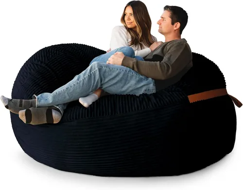 Vista 49 de Big Joe Fuf Silla Puf de Espuma de 5 Pies de Tamaño Extra Grande con Funda Extraíble para Niños, Adolescentes, Adultos, Onyx Lenox, Poliéster Tejido