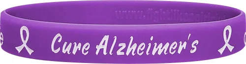 Vista 3 de Fight Like a Girl Paquete de 10 pulseras con texto en inglés "I Wear Purple for The Lost Memories of Someone Who Means The World To Means The World