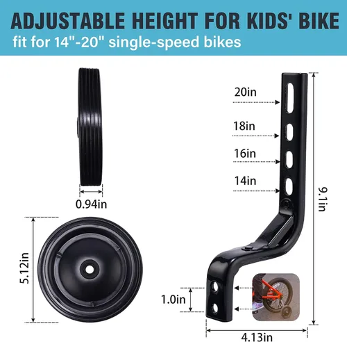 Vista 2 de HOMEE - Ruedas de entrenamiento de bicicleta para niños para bicicletas de una sola velocidad