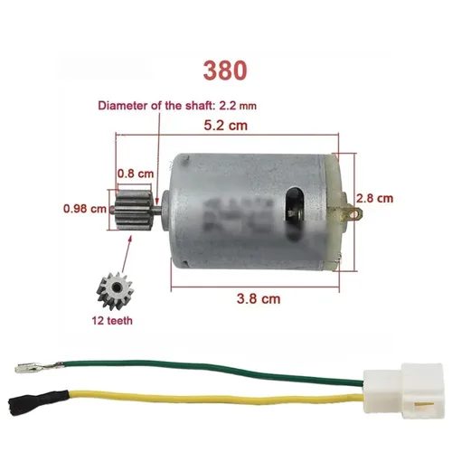 Vista 2 de Motors for Kids Electric Car RS550 RS390 RS380 24V 12V 6V DL555 10/12 Teeth Children's Electric Vehicle Motor Replace Tool Part(10T 550 12V 10000RPM)