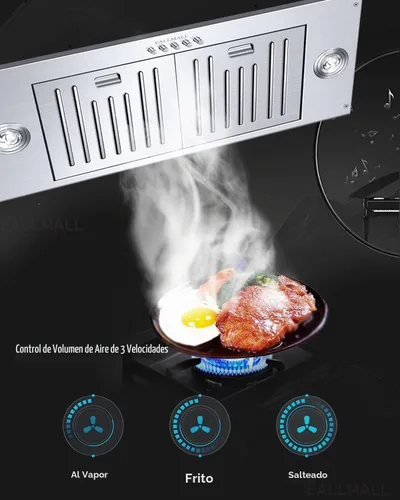Vista 4 de Campana extractora de 30 pulgadas, 800 CFM, ultra silenciosa, campana de ventilación de 3 velocidades, sin conductos, campana extractora integrada
