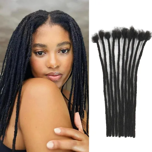 Vista 13 de Extensiones de cabello humano Loc de 0.2cm de ancho, 4 pulgadas, 10 hebras, extensiones de rastas de cabello humano 100% hechas a mano, permanentes