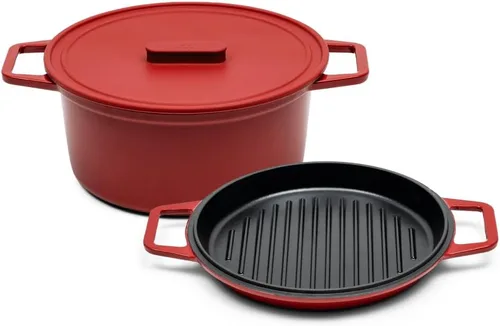 Vista 10 de Misen Horno holandés de hierro fundido esmaltado de 5.5 cuartos de galón, revestimiento de esmalte resistente a las astillas, núcleo de hierro