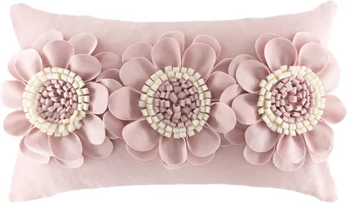 Vista 17 de JWH - Funda de almohada de flores 3D, terciopelo, rosa brillante, 12 x 20 pulgadas Acento decorativo de girasol, diseño floral lumbar, cama