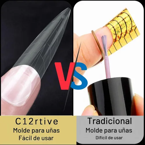 Vista 4 de 120 formas de uñas dobles, extensión larga de almendra, formas de uñas de poligel, cobertura completa, moldes de uñas reutilizables, 12 tamaños