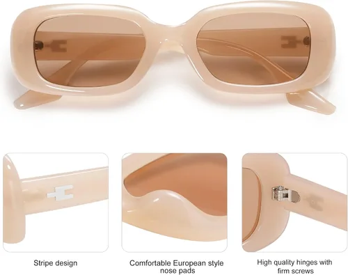 Vista 4 de Allarallvr Small Rectangle Cute Sunglasses for Women Men Classical 90s Retro Trendy Shades Vintage Square Frame AR82126