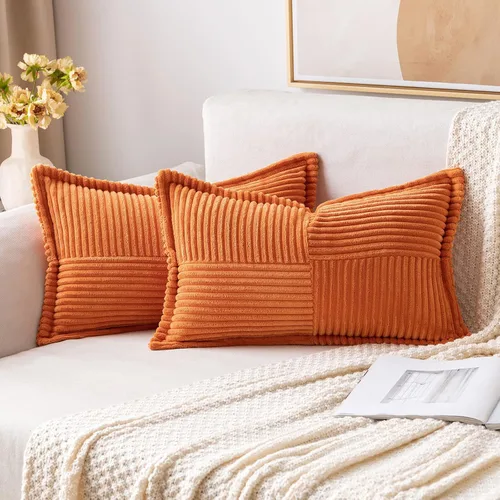 Vista 90 de MIULEE - Juego de 2 fundas de almohada beige de 12 x 12 pulgadas con entretejido, fundas de almohada a rayas bohemias supersuaves con textura