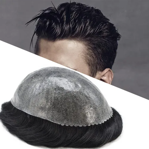 Vista 88 de Extensiones de pelo y tupés para hombre, sistema de cabello humano de poliéster completo para hombre, postizo de repuesto para hombre, protesis