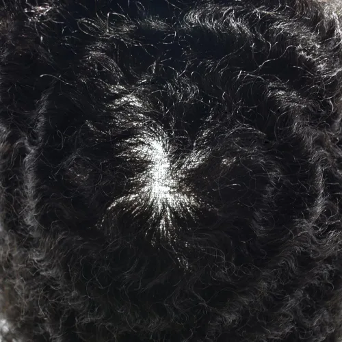 Vista 4 de Afro Toupee Hair Piece para hombres negros Encaje suizo completo Afro Hombres Toupee cabello humano rizado hombres onda unidades de cabello