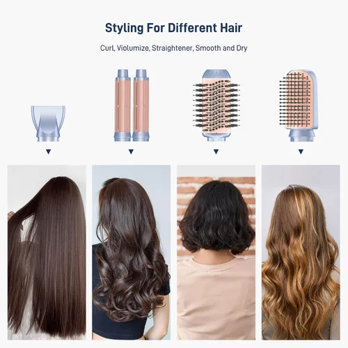 Vista 3 de Cepillo secador de pelo, estilizador profesional de aire caliente 5 en 1 con bolsa de viaje