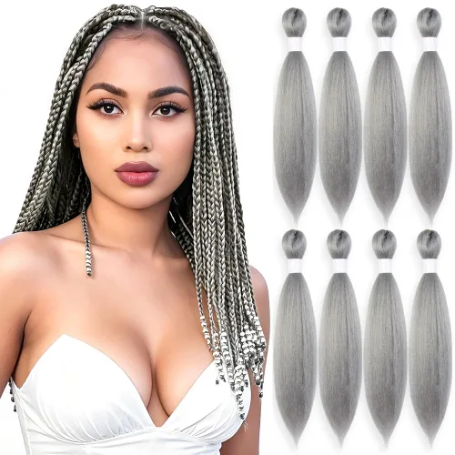 Vista 30 de Cabello trenzado burdeos, 10 pulgadas, 4 paquetes Cabello preestirado, trenzas de ganchillo cortas y rectas, textura Yaki, fibra sintética