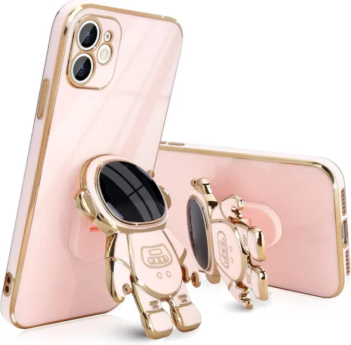 Vista 22 de Pepmune Funda compatible con iPhone 12 Bonita Diseño de Soporte de Astronauta en 3D Protección de Cámara A Prueba de Golpes Cubierta Trasera Suave