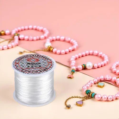 Vista 3 de Generic Cordón elástico para cuentas, 0.039 in, rosa, para pulseras y collares, fabricación de joyas de bricolaje