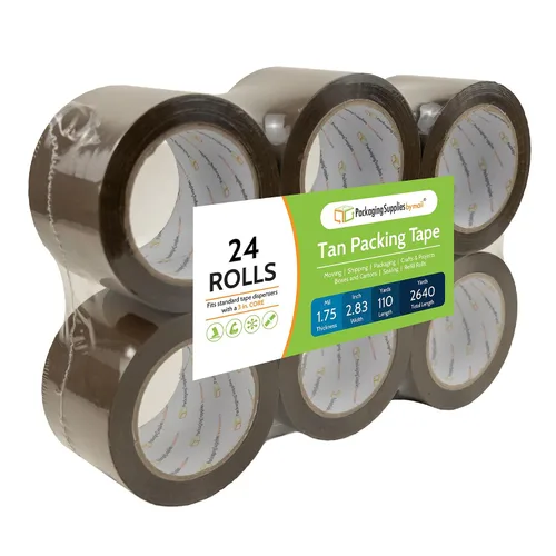Vista 12 de Cinta de embalaje, rollo de cinta de envío, marrón tostado, 3 pulgadas x 110 yardas, paquete de 6 rollos