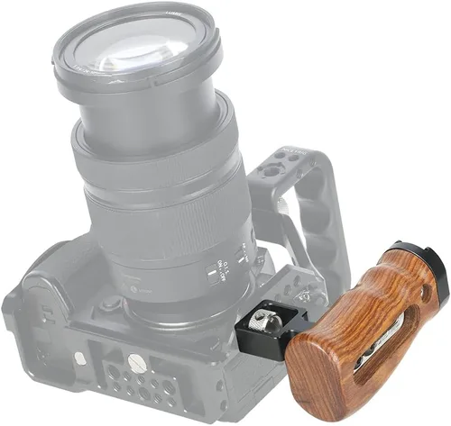 Vista 7 de NICEYRIG Wooden Side Handle for ARRI Locating Pin Adjustable Universal Left & Right Grip for DSLR Camera Cage Rig - 462