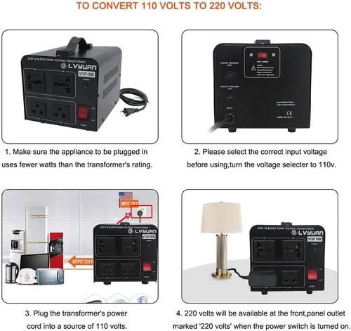 Vista 6 de Cantonape Transformador Convertidor de Voltaje de 1500 Vatios Elevador/Reductor Convierte de 110-120 Voltios a 220-240 Voltios y de 220-240 Voltios
