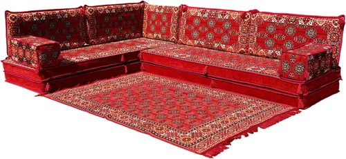 Vista 34 de arabicsofa Juego de Sofá Majlis Árabe de Esquina en Forma de L – Cojín Modular de Piso con Almohadas de Respaldo