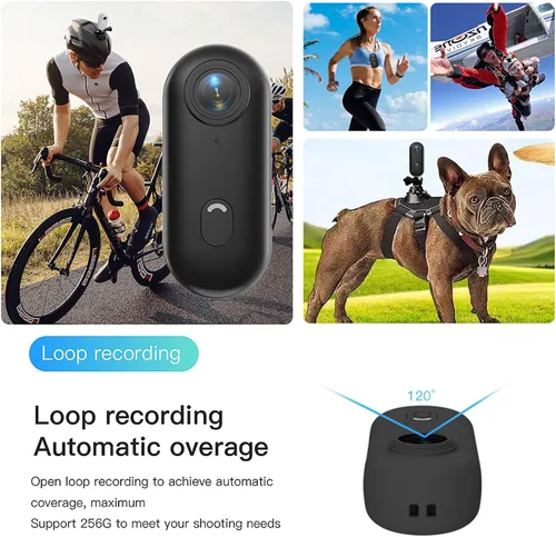 Vista 6 de H7 64GB 1080P Cámara de acción pulgar, mini cámaras corporales, cámara de bolsillo portátil para vlogging con cordón magnético, cámara pequeña