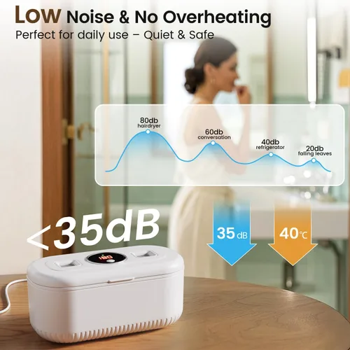 Vista 6 de 48Khz Ultrasonic Jewelry Cleaner, 30W Ultrasonic Cleaner with 2 UV Lights and Dual Brush Ports, 3 Modes Jewelry Cleaner Ultrasonic Machine with
