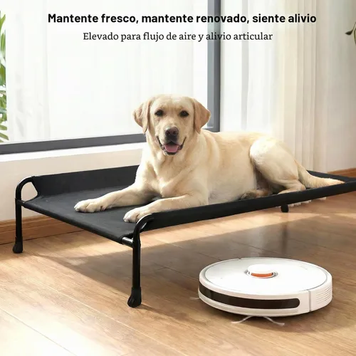 Vista 3 de Veehoo Cama para perros al aire libre, camas elevadas para perros grandes, cama elevada para perros con reposacabezas, cuna refrescante lavable