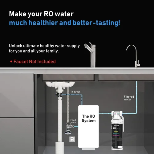 Vista 6 de Frizzlife TAM3 Filtro de agua en línea debajo del fregadero - Remineralización alcalina PH+, Certificado NSF/ANSI 42, Ajusta el sabor y el PH