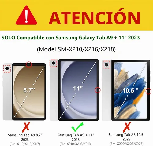 Vista 2 de MORECOO Funda para Samsung Galaxy Tab A9 Plus con teclado de 11 pulgadas 2023 (SM-X210/X216/X218), funda para tableta A9 Plus con teclado