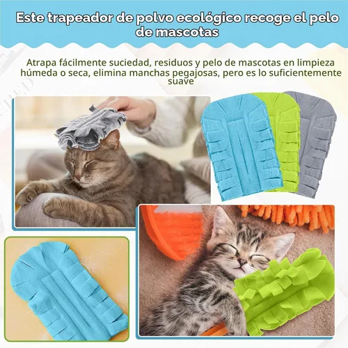 Vista 3 de Zubebe 12 piezas de repuesto de plumero de forro polar reutilizables, plumeros planos de plumas, almohadillas de limpieza lavables para múltiples