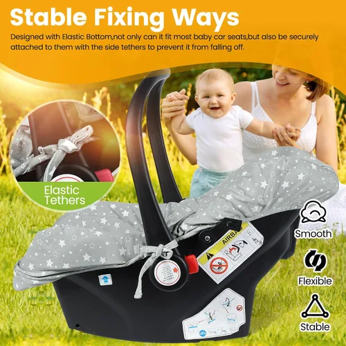Vista 3 de Orzbow Funda Protectora para Asiento de Coche Infantil, Protector de Asiento para Bebé 100% Algodón, Forro de Asiento de Coche de Ajuste Universal