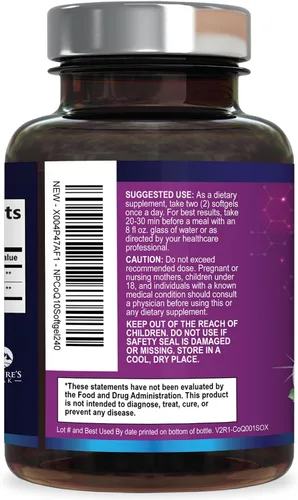 Vista 9 de Cápsulas blandas CoQ10 – Coenzima de ultra alta absorción Q10 200 mg por porción – Suplemento Co Q 10 Softgel con pimienta negra, energía y apoyo