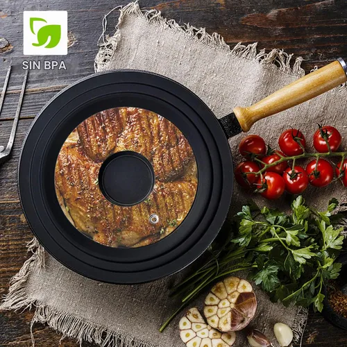 Vista 7 de Tapa para olla, sartén pequeña universal, borde de silicona resistente al calor, tapas de repuesto para utensilios de cocina de 6,7,8 pulgadas