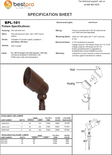 Vista 5 de BestPro Lighting - Luz de bala direccional de bajo voltaje en acabado negro (101BLK)