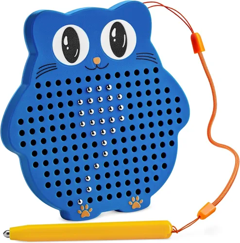 Vista 10 de AYNAT FUN Tablero de dibujo magnético para niños y niños pequeños con cuentas y lápiz óptico magnético, juguete de viaje magnético para actividades