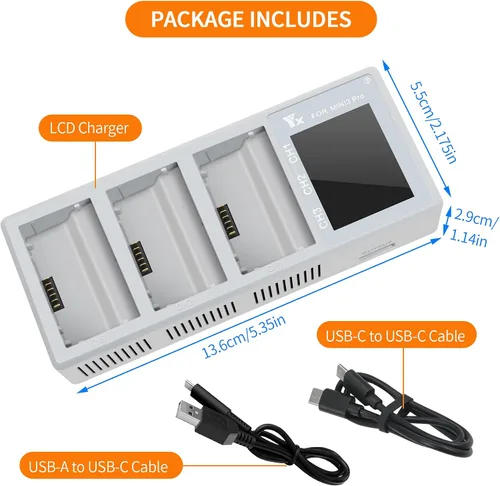 Vista 8 de Hanatora Cargador paralelo LCD con carga de almacenamiento,Descarga para batería DJI Mini 4 3 Pro,Hub de carga bidireccional,Carga rápida Tres