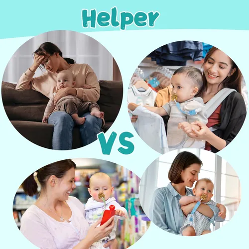 Vista 6 de Babygoal Clips neutros para chupete, paquete de 4 unidades con asa para chupetes y baberos, se adapta a la mayoría de chupones y baberos 4PS07-B