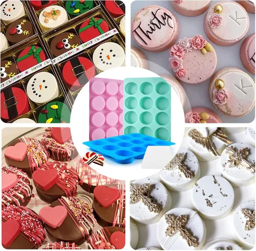 Vista 5 de Moldes redondos de 36 cavidades para galletas de chocolate, cilindro, cubierta de chocolate, moldes de silicona para dulces, mini pasteles, gelatina