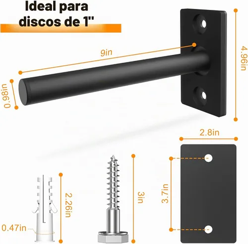 Vista 3 de Weight Plate Holder, Wall Mounted Weight Rack Storage for Weight Plates, Home Gym Organizer