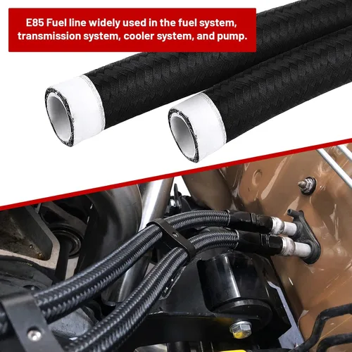 Vista 2 de 6AN Kit de Accesorios de Línea de Combustible PTFE de 10 Pies, Manguera de Combustible Trenzada de Nylon E85 con Kit de Adaptadores de Accesorios