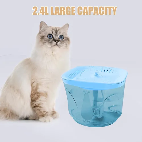 Vista 6 de Fuente de agua para gatos – Fuente de agua ultra silenciosa para gatos y perros pequeños, fuente de agua para interiores, capacidad de 2.4 L/2.5