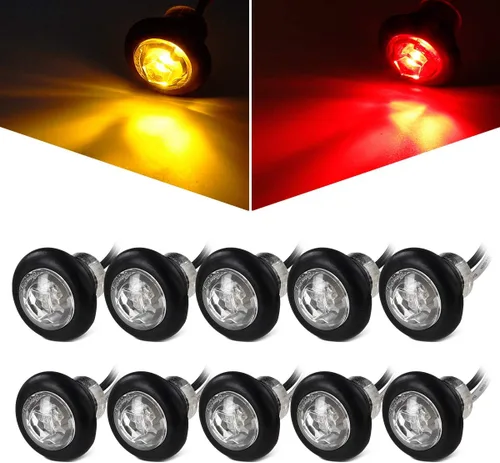 Vista 9 de Partsam - 10 piezas de luces LED de 3/4 pulg. ámbares para lado, luces de señalización aprobadas por DOT con lente transparente, luces tipo bala