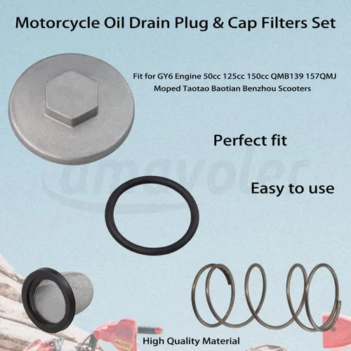 Vista 2 de Juego de filtros de tapón y tapa de drenaje de aceite para motocicleta, piezas de repuesto para motor GY6 de 50 cc, 125 cc, 150 cc, QMB139, 157QMJ
